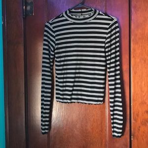 Long sleeved, high neck striped shirt!